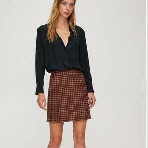 Aritzia A-line mini plaid skirt